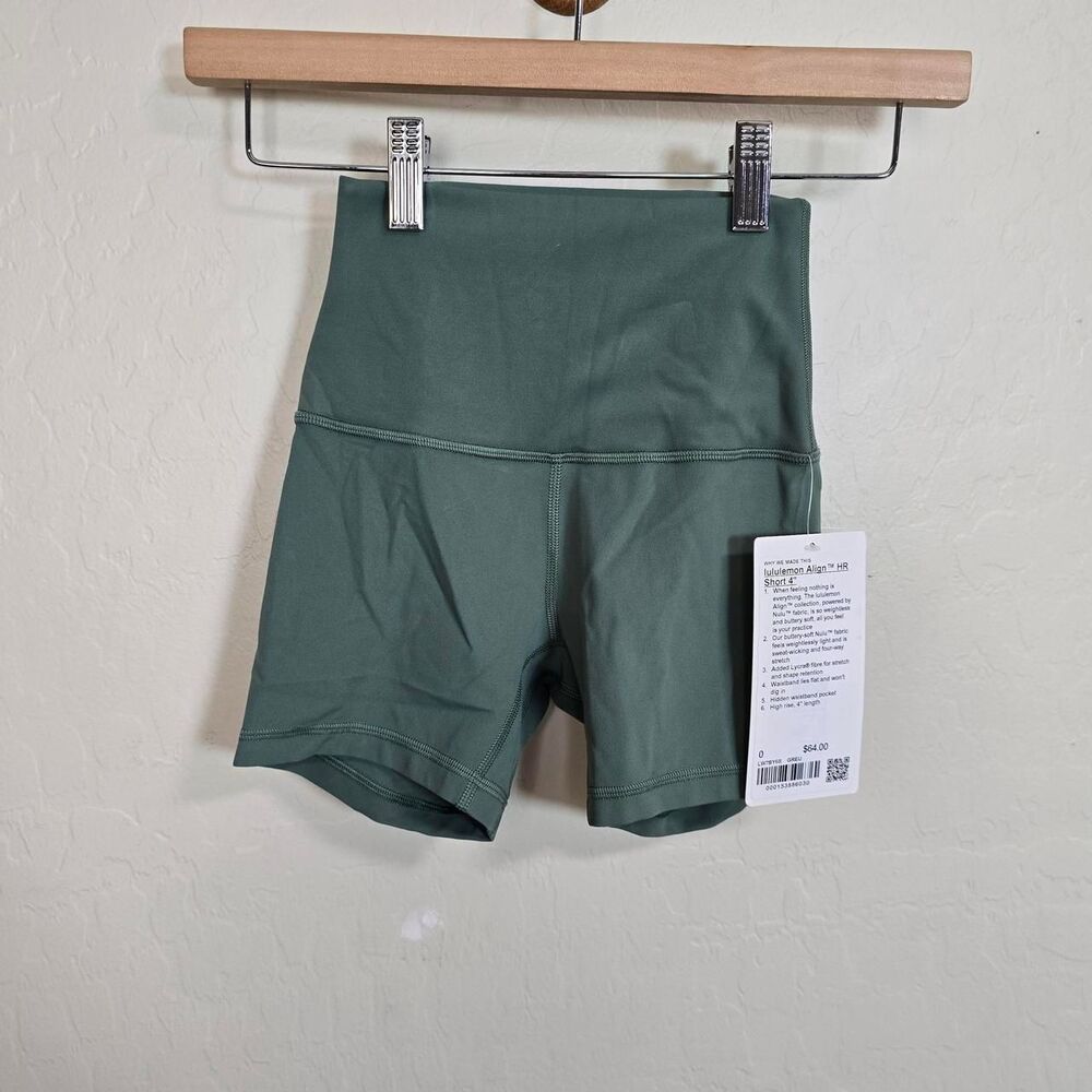 Lululemon Olive Green Align 4" Athletic Shorts Sz 0 XXXS NWT